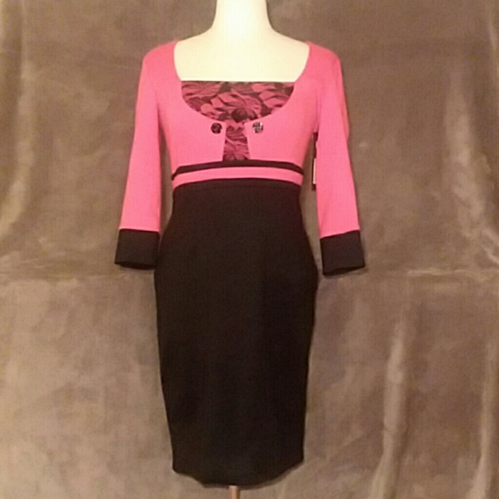 Pink & Black Midi Dress by ZEAN